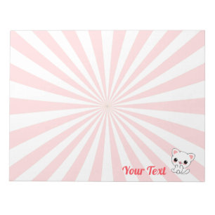 Playful Kawaii White Kitten Custom Notepad