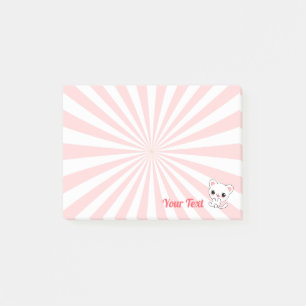 Playful Kawaii White Kitten Custom Post-it Notes