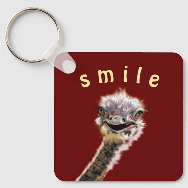 Playful Keychain Happy Ostrich - Smile (Front)