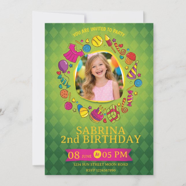 Playful Kids Birthday Invitation – Doodle Party (Front)