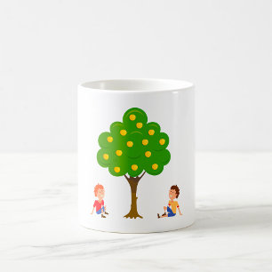 Playful Kids Sitting Under an Apple Tree Coffee Mug