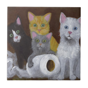 Playful Kittens Ceramic Tile