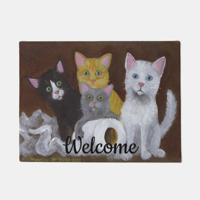 Playful Kittens Doormat (Front)