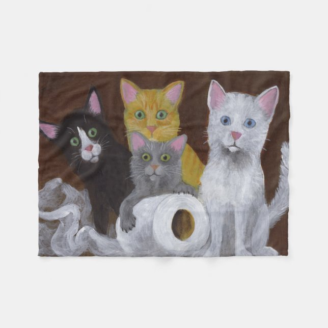 Playful Kittens Fleece Blanket (Front (Horizontal))