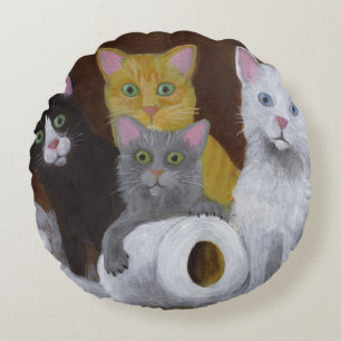 Playful Kittens Round Cushion