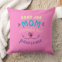 Playful Kitty Pillow Pair Mum Gift Decorative Pink