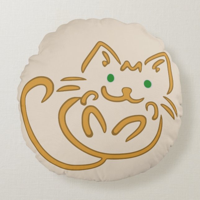 Playful Kitty Round Cushion (Front)