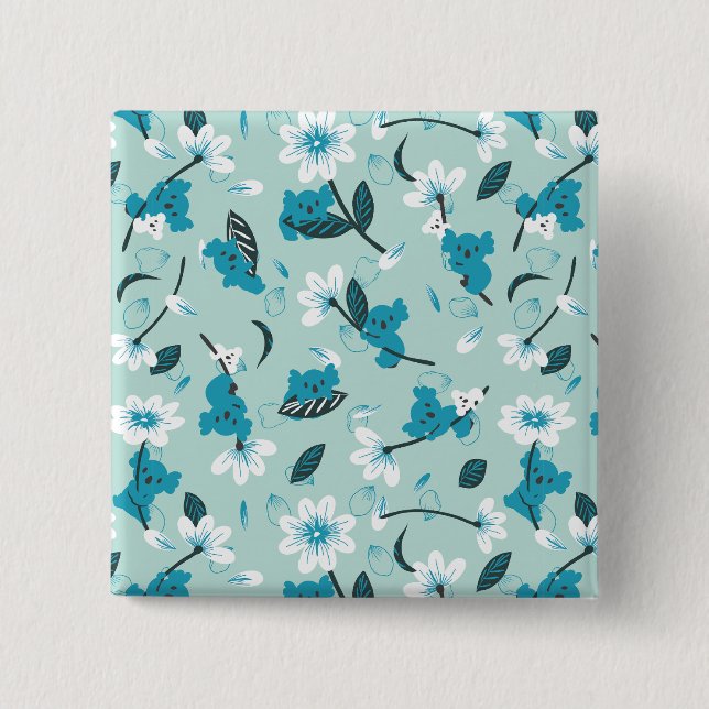Playful Koala Pattern Cute Animal and Nature Art 15 Cm Square Badge (Front)