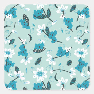Playful Koala Pattern Cute Animal and Nature Art Square Sticker