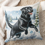 Playful Labrador Retriever Christmas Snow Dog  Cushion<br><div class="desc">Introducing the perfect addition to your holiday decor - our Labrador Retriever Christmas pillows! Available in black, yellow, or chocolate labrador, these pillows are a must-have for any dog lover. Choose from cosy fireplace scenes, joyful puppies in the snow, or festive labrador dogs to make your living space feel warm...</div>