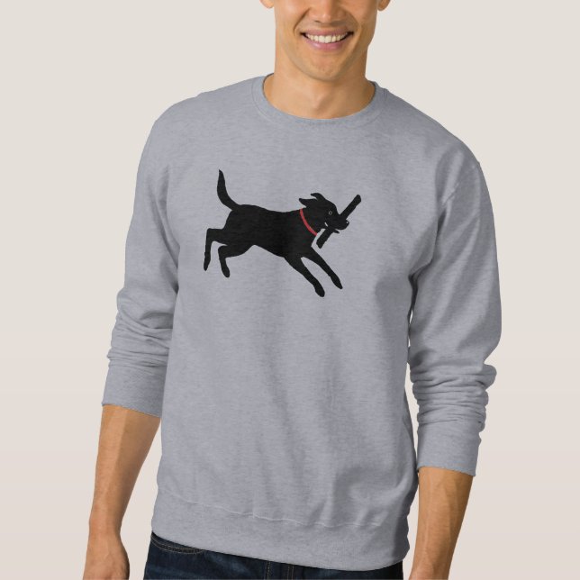 Playful Labrador Retriever Dog Black Lab Running Sweatshirt (Front)