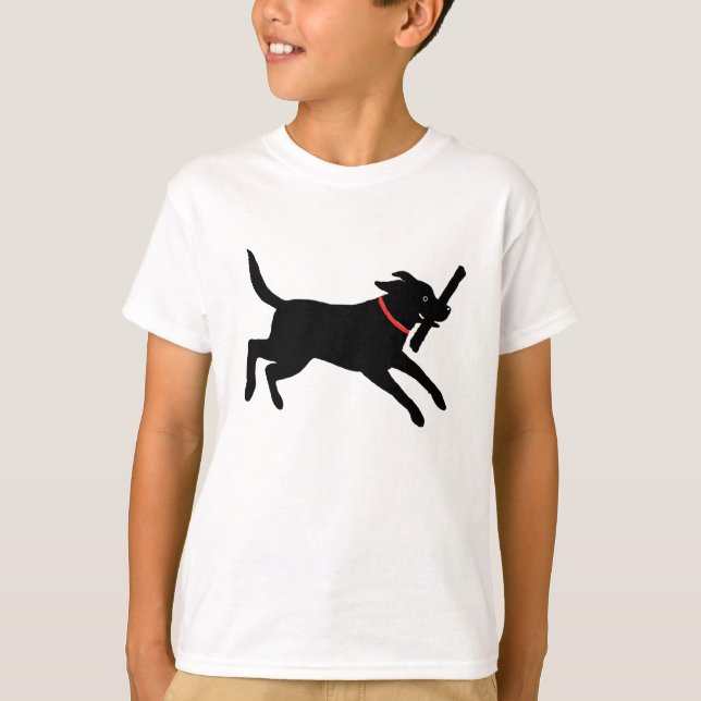 Playful Labrador Retriever Dog Black Lab Running T-Shirt (Front)
