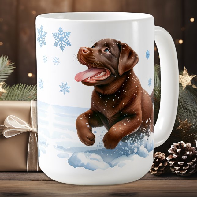 Playful Labrador Retriever Puppy Dog Holiday Coffee Mug (Creator Uploaded)