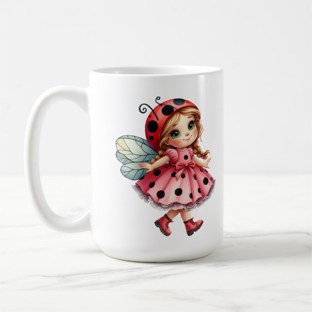 Playful Ladybug Coffee Mug (Left)