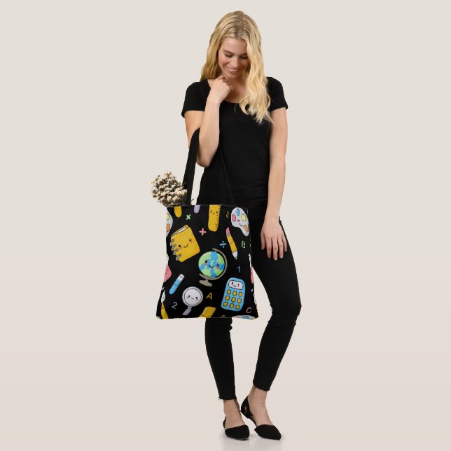 Playful Learning – Cute Education Seamless Pattern Tote Bag (On Model)