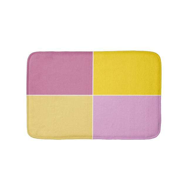 Playful Lemon Raspberry Squares Bath Mat (Front)