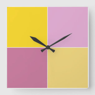 Playful Lemon Raspberry Squares Square Wall Clock