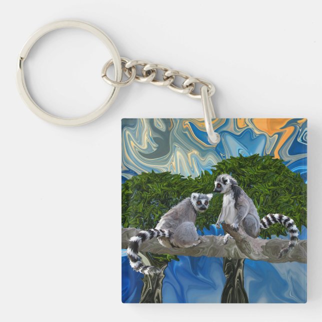 Playful Lemur-ick Key Ring (Front)