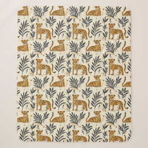 Playful Leopard Jungle Pattern Sherpa Blanket