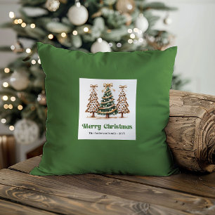 Playful Leopard Pattern Christmas Name Custom   Cushion
