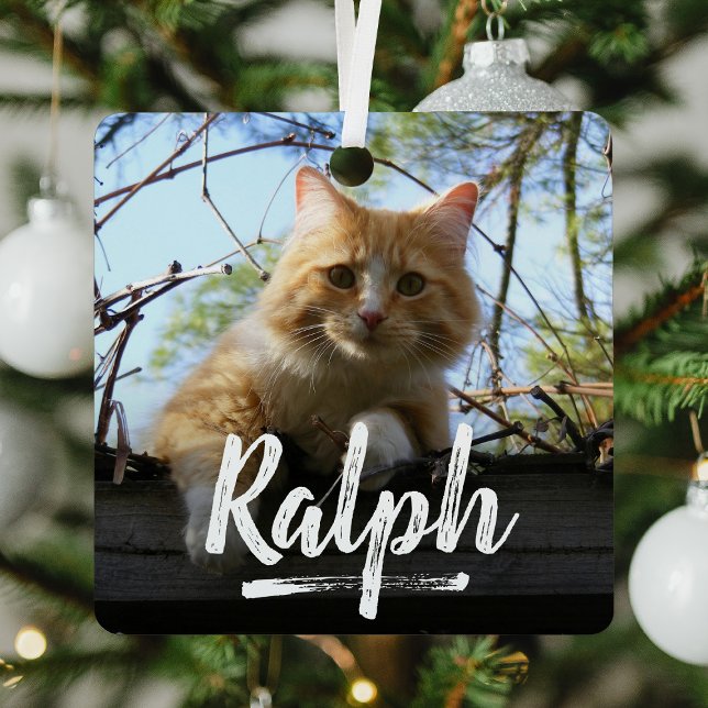 Playful Lettering Pet Photo Christmas Metal Tree Decoration (Creator Uploaded)