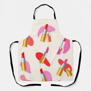 Playful Lipstick Beauty Glam Pattern Apron