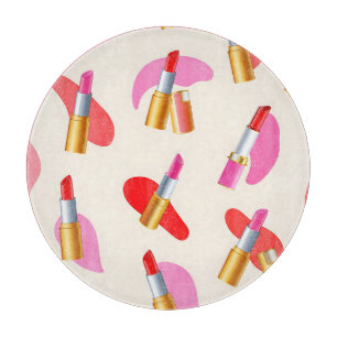 Playful Lipstick Beauty Glam Pattern Cutting Board