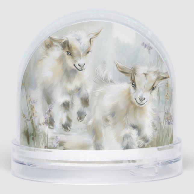 Playful Little Goats  Snowglobe (Back)