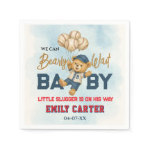 Playful Little Slugger Blue Baseball Baby Shower