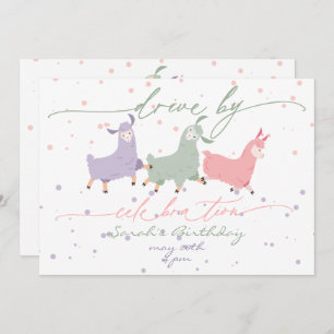 Playful Llama Surprise Birthday Celebration Parade Invitation