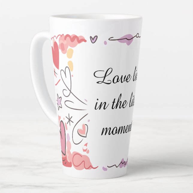 Playful Love Doodle Illustration Latte Mug (Left Angle)