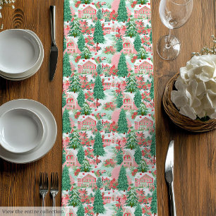 Playful magenta green preppy Christmas runner