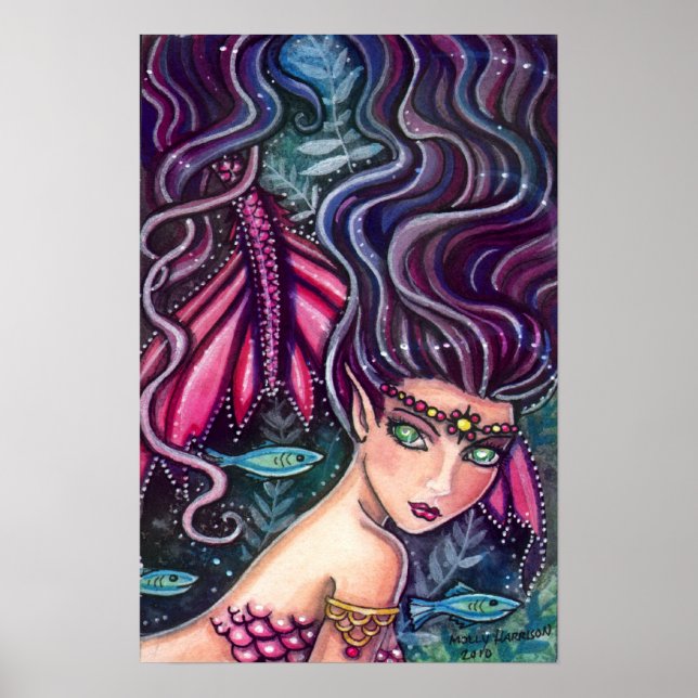 Playful Mermaid and Fish Poster (Front)