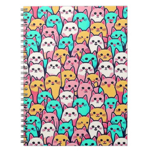 Playful Minimalist Cats in Multi-Coloured Pastels Notebook