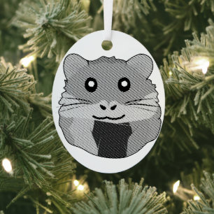 Playful Minimalist Hamster Metal Tree Decoration