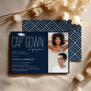 Playful Modern Double Graduation Party Photo Invitation