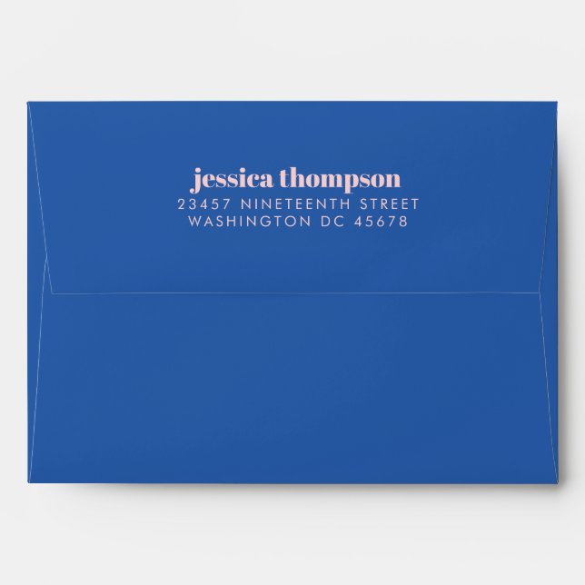 Playful Modern Stripes Bright Blue Return Address Envelope (Back (Top Flap))