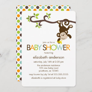 Playful Monkey Baby Shower Invitation