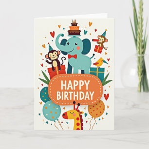 Playful Monkey Birthday Card