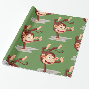 Playful Monkey Doing a Handstand Cute Animal Wrapping Paper