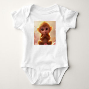 Playful Monkey on Lotus - Baby Bodysuit
