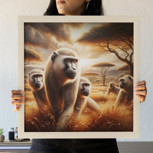 Playful Monkeys Frolicking Poster