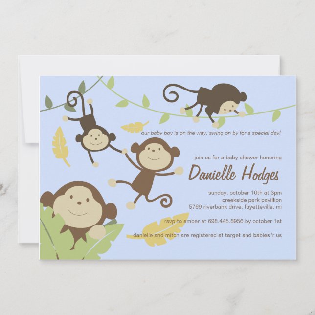 Playful Monkeys Invitation (Front)