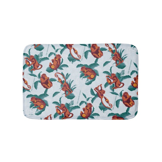 Playful Monkeys Pattern of The White Lotus Bath Mat (Front)
