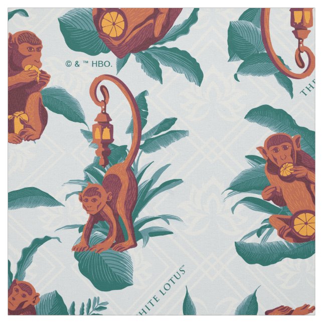 Playful Monkeys Pattern of The White Lotus Fabric (Swatch)