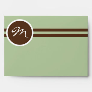Playful Monogram in Sage Green and Brown Envelope
