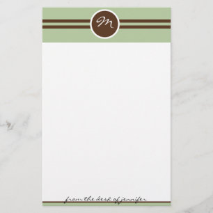 Playful Monogram in Sage Green and Brown Stationery