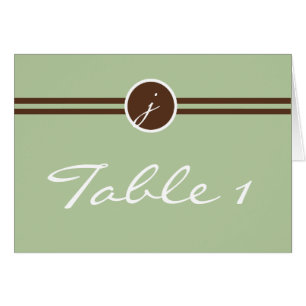 Playful Monogram in Sage Green Brown Table Number