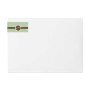 Playful Monogram Sage Green and Brown Wrap Around Label