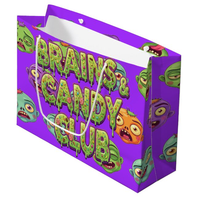Playful Monsters Zombies For Halloween Large Gift Bag (Front Angled)